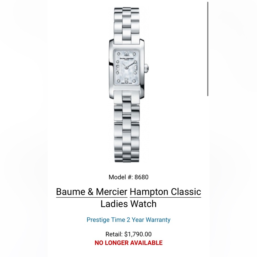 Baume & Mercier Hampton Classic Ladies Watch NWT